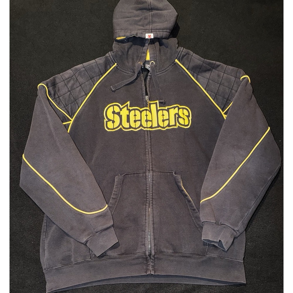 Pittsburg Steelers NFL Zip Up Team Apparel Hooded Sweatshirt Mens XL